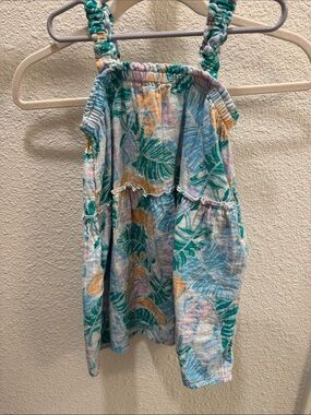 Cat & Jack Girls Tropical Leaf Print Sundress Top - Green & Yellow